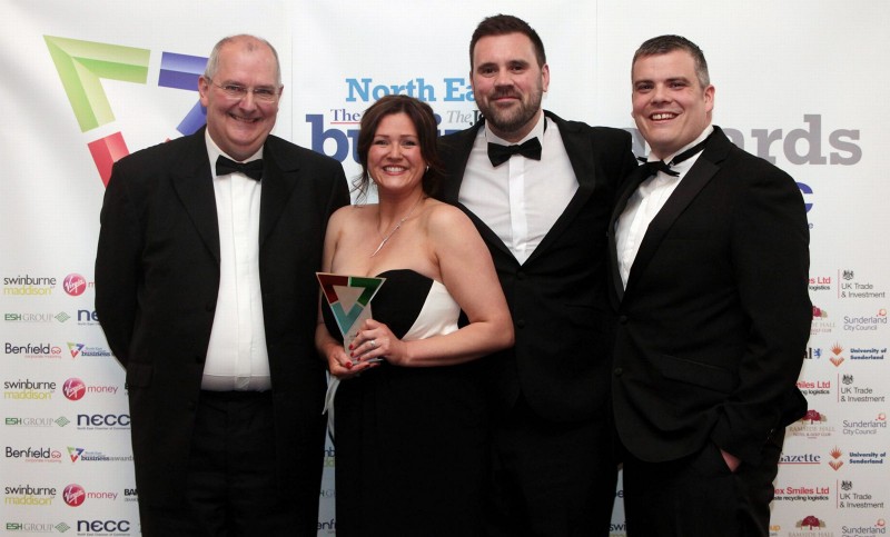 David Donkin of Sunderland University with ELM Electric Vehicle Charging Solutions, Suzie Guest, Daniel Martin and Anthony Piggott